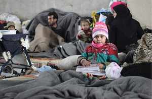 Displaced families taking refuge in a large warehouse in Eastern Aleppo. Picture UNICEF