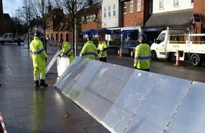 Temporary barriers being put up