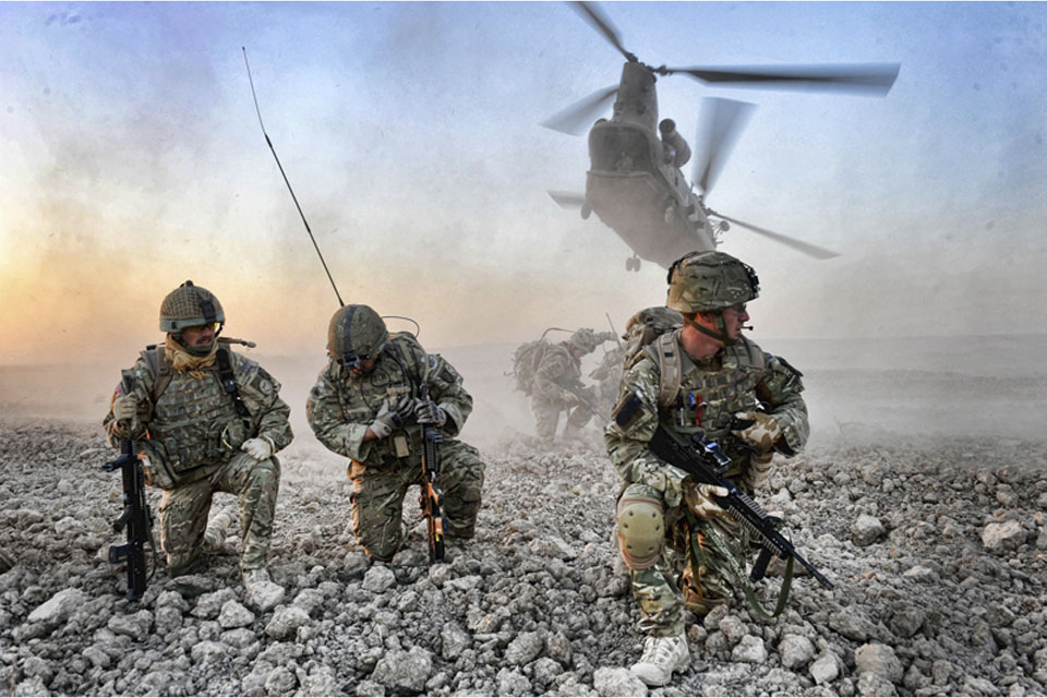 Soldiers from 16 Air Assault Brigade are dropped by Chinook helicopter into an area of operations in Afghanistan late in 2010 during Operation HERRICK 13 (stock image)