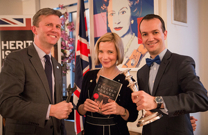 Chris Martin, HRP Head of Development, Dr Lucy Worsley, HRP Chief Curator and author, and Consul General Danny Lopez.