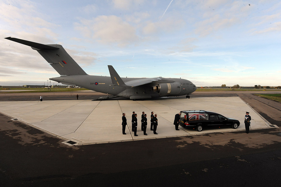 A repatriation ceremony takes place at RAF Brize Norton