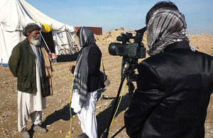Afghan journalists at work in Helmand province