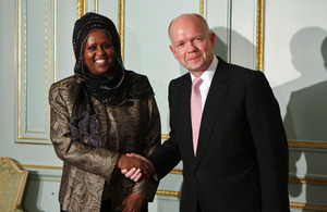 Foreign Secretary William Hague meeting the Somali Foreign Minister Fawzia Yusuf H. Adam