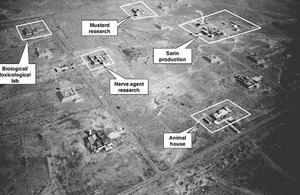 Aerial view of the Al Muthanna Chemical Weapons Complex after Operation Desert Storm