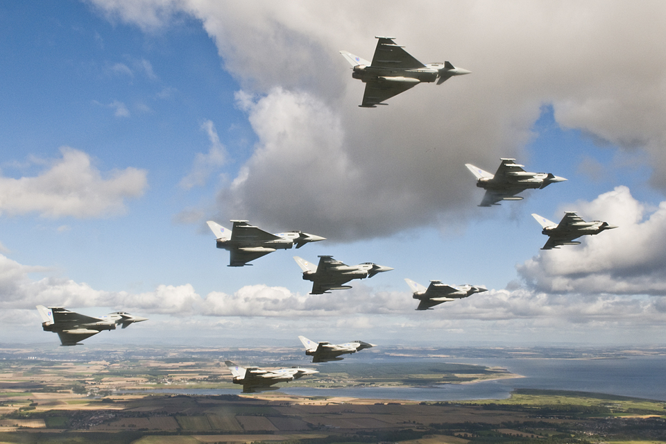 RAF Typhoon aircraft in flight (stock image) [Picture: Senior Aircraftman Ash Reynolds, Crown Copyright/MOD 2012]
