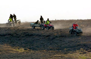 Soldiers from the Infantry Battle School in Brecon transported water and beat out flames from their quad bikes
