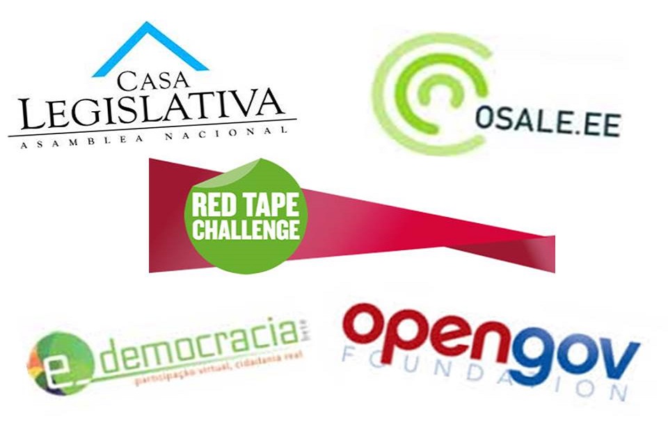Logos of open policy-making projects: Casa Legislativa; Osale.ee; Red Tape Challenge; e-democracia; opengov foundation.