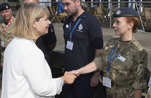 Minister for Defence Procurement Harriett Baldwin MP with Reservists at todays DVD event.