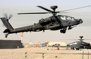 An Apache attack helicopter landing at Camp Bastion (library image) [Picture: Petty Officer (Photographer) Mez Merrill, Crown copyright]