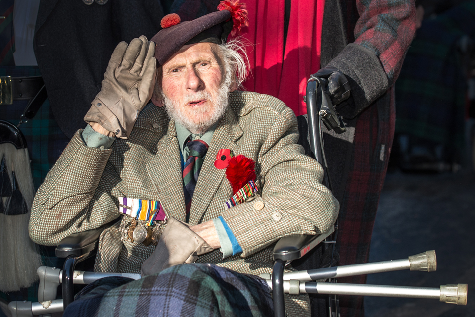 A veteran at the Cenotaph in London 
