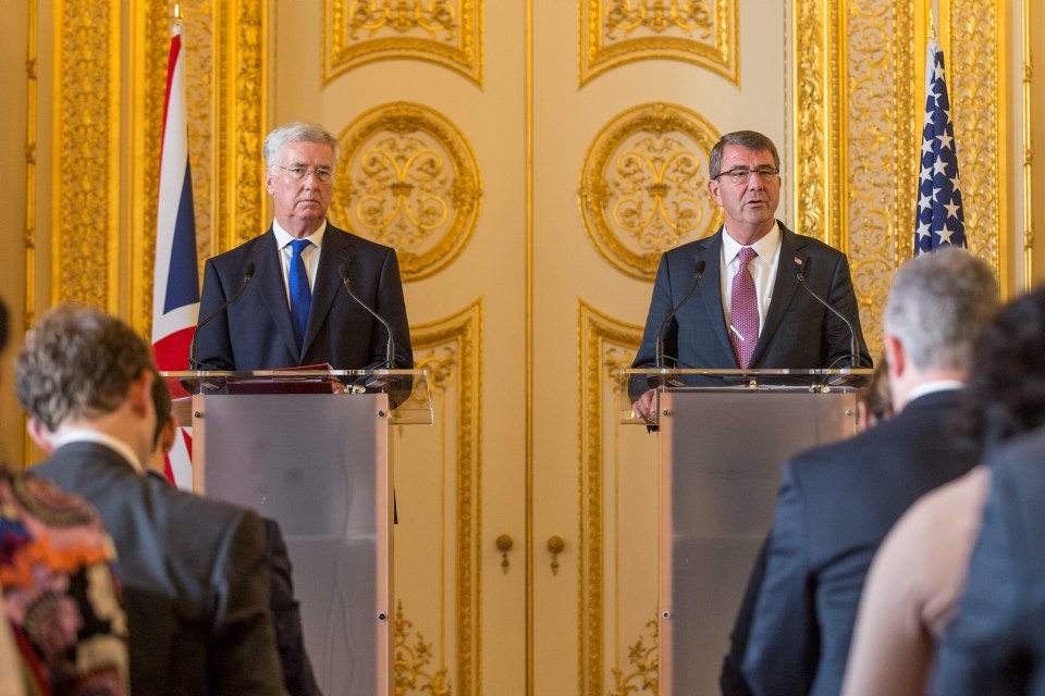 At a press conference at Lancaster House, Mr Fallon and Mr Carter spoke about the special relationship between the US and UK 