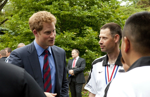 Prince Harry at a May 2012 reception at the British ambassador’s residence in Washington in honour of British and American wounded warriors.