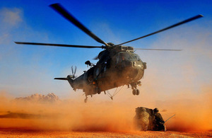A Royal Navy commando helicopter crew is put through its paces in the Jordanian desert [Picture: Petty Officer (Photographer) Mez Merrill, Crown copyright]