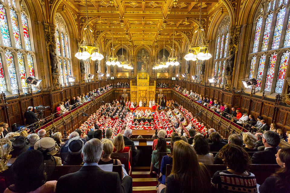The Lords chamber is packed with guests, including judges, ambassadors and high commissioners, and members of the House of Lords