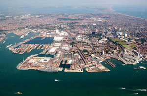 Aerial view of HMNB Portsmouth (photographer Paul A'Barrow)