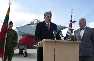 Defence Secretary Philip Hammond at Siauliai Air Base in Lithuania [Picture: Corporal Neil Bryden RAF, Crown copyright]