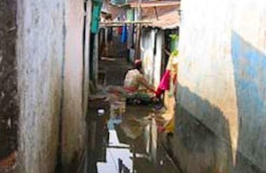 Crowded conditions in Bihari camp, Bangladesh