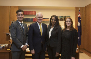 Prime Minister Malcolm Turnbull with the 2017 scholarship recipients