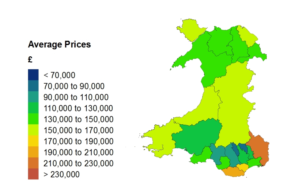 Average price by local authority in Wales
