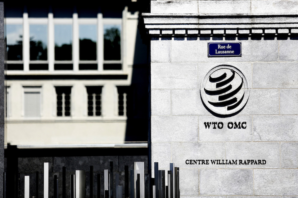 Outside the WTO in Geneva.