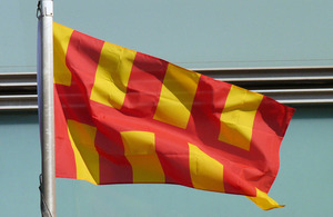 The Northumberland flag flying outside Eland House