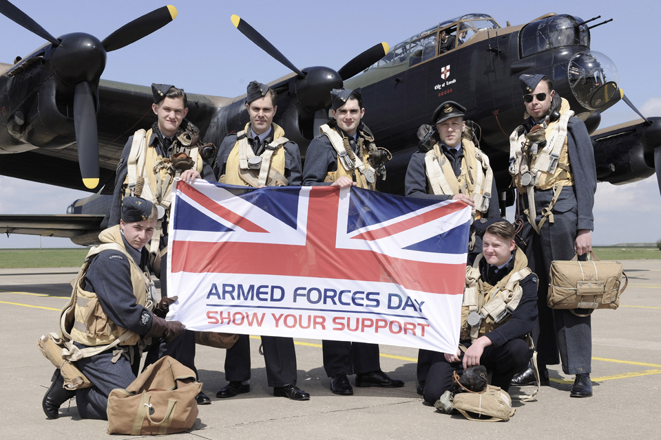 A re-enactment group show their support for Armed Forces Day 