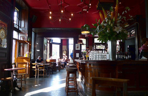 Interior of a British pub