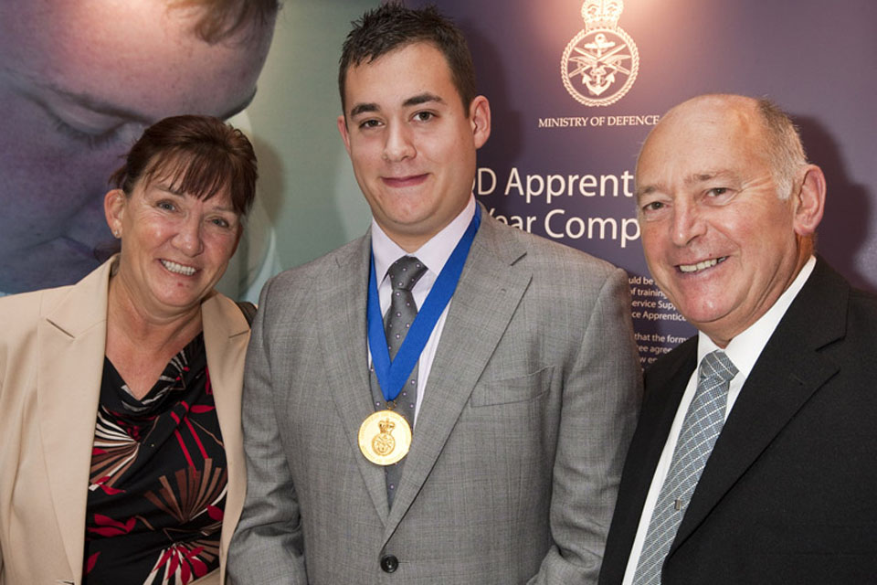MOD Apprentice of the Year Gold Medal winner 2011, Wayne Bantick, with his proud parents