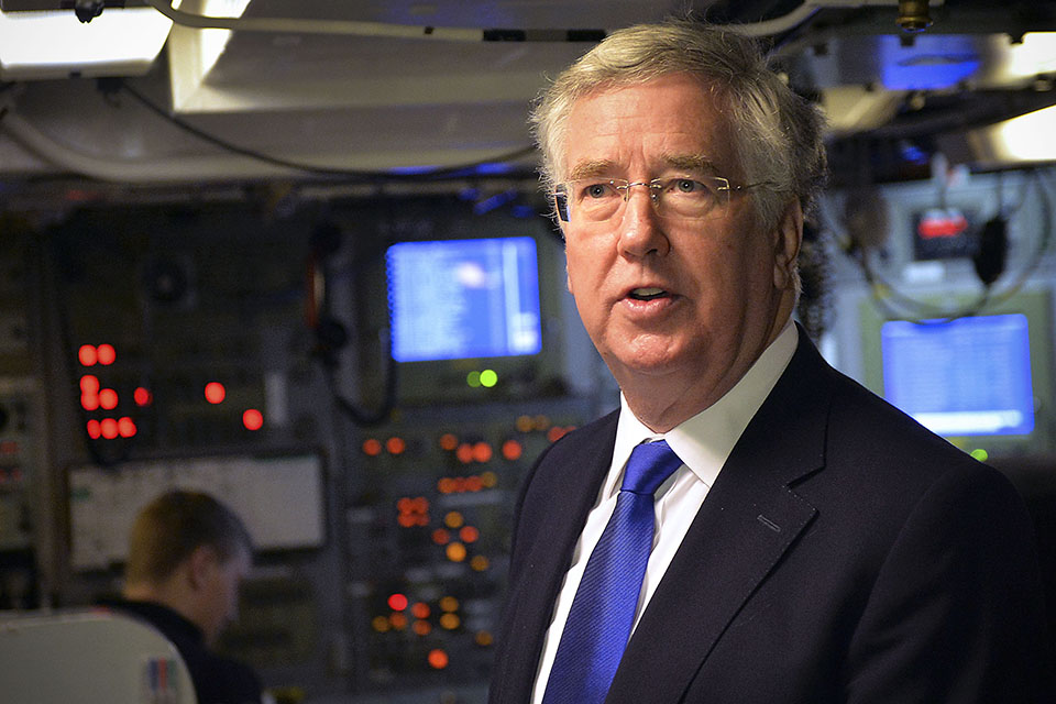 Defence Secretary Michael Fallon visiting HMNB Clyde. Crown Copyright. 