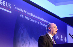 Foreign Office Minister Alistair Burt at the G8 Deauville Partnership Investment Conference in London.