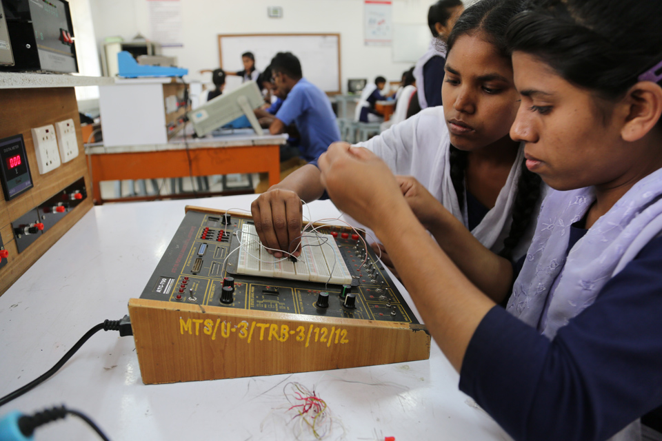 Switched on: Swapna learns the skills which will enable her to become an engineer. Picture: Ricci Coughlan/DFID