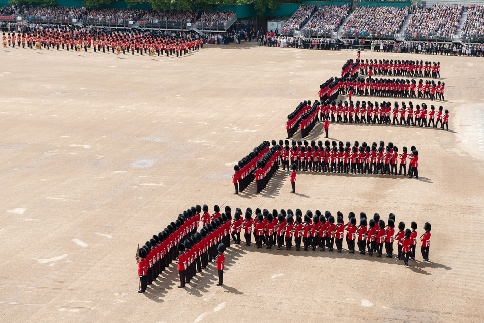 Foot Guards in formation during Trooping the Colour