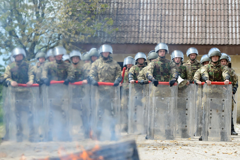 Royal marines train on salisbury plain