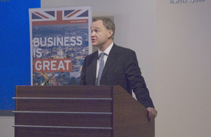 FCO Minister Mark Simonds addressing UK-Portugal business conference