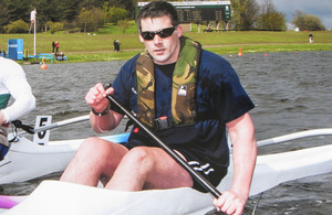Lance Corporal Mark Harding in his kayak