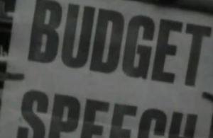 Still from a Budget video - it reads 'Budget speech'