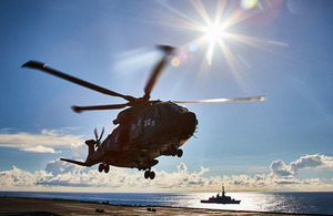 UK Merlins and personnel take part in a multinational exercise alongside France, Japan and the US. Crown copyright.