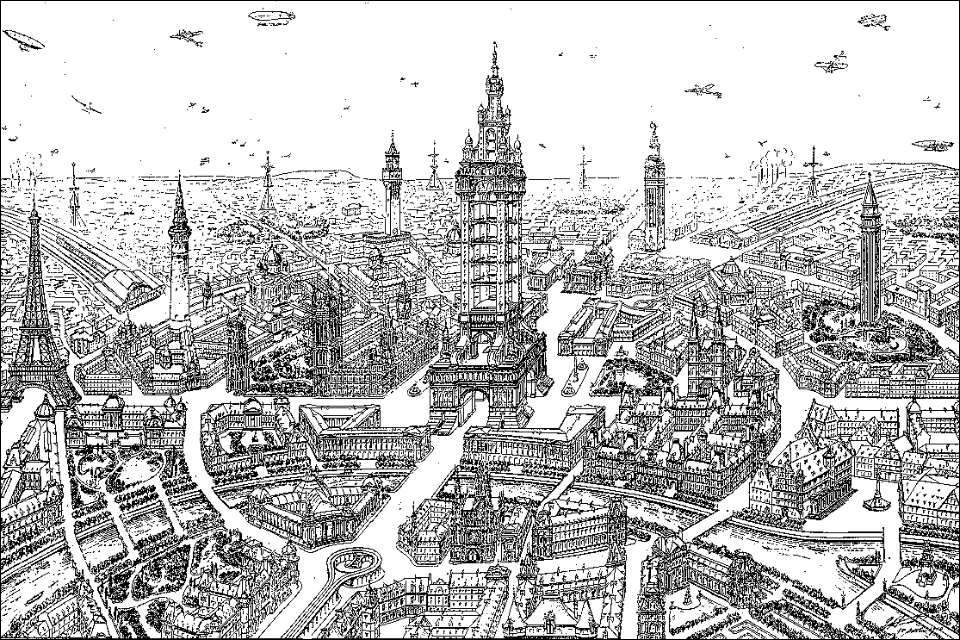Illustration of a future Paris by Eugène Hénard
