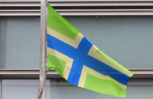 Gloucestershire flag flying outside Eland House