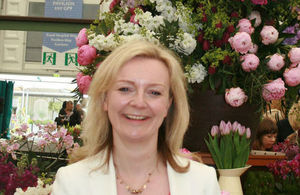 Secretary of State, Elizabeth Truss, at the RHS Chelsea Flower Show 2015