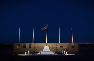 The Camp Bastion Memorial in Afghanistan at night