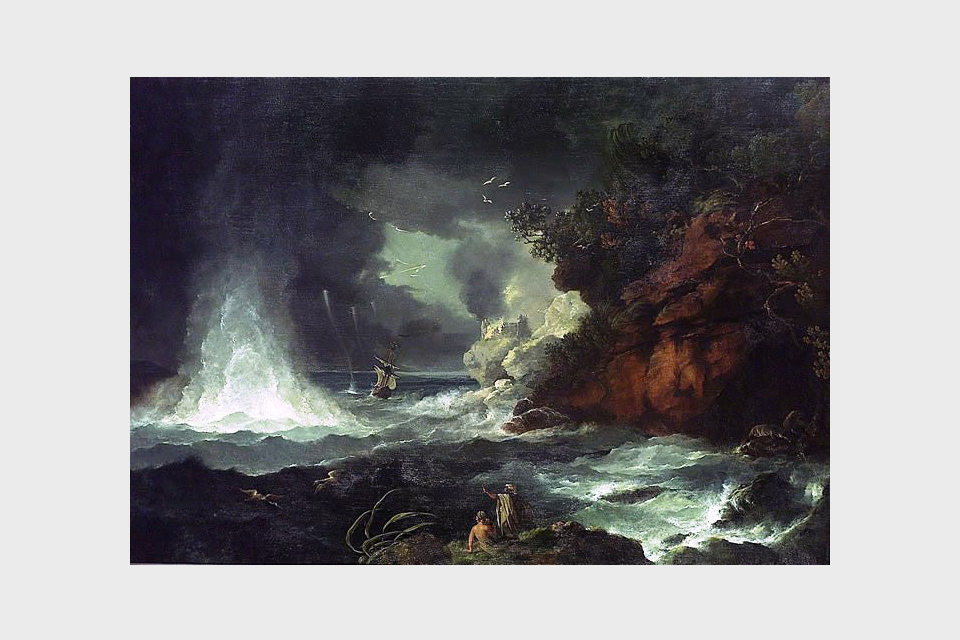 A View of Cape Stephens in Cook's Straits (New Zealand) with Waterspout, 1776