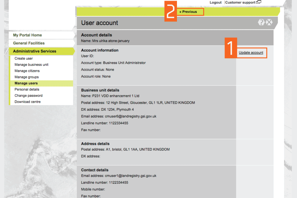 search view account details
