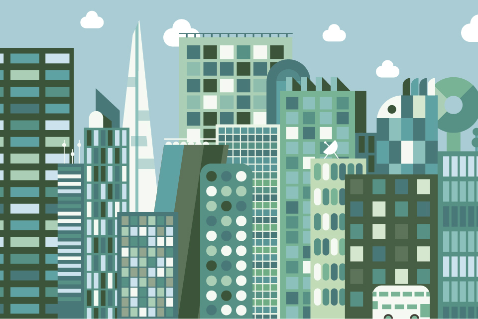 Illustration of London City skyline