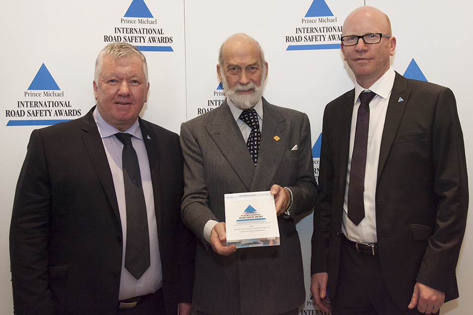 Mark Horton and Ronald Arnott from DVSA Traffic Enforcement Policy Team were presented with the award on 8 December 2015.