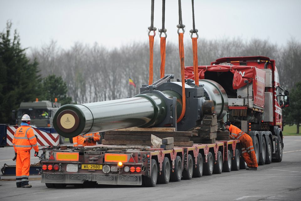 Gun barrel on the back of the lorry