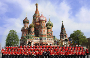 No 2 Company of 1st Battalion Welsh Guards outside St Basil's Cathedral in Moscow's Red Square