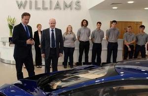 Prime Minister David Cameron at the Williams factory