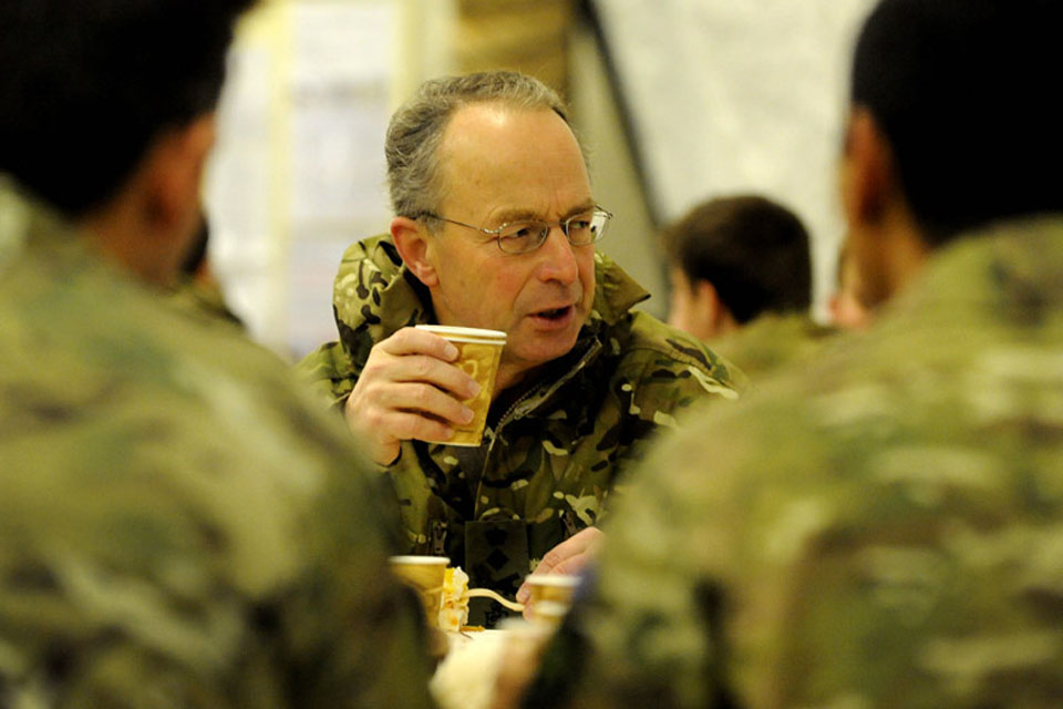 Chief of the Defence Staff General Sir David Richards has breakfast with troops in Lashkar Gah