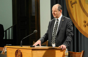 Deputy Ambassador Philip Barton speaking on UK Day at the Texas Capitol in Austin, Texas